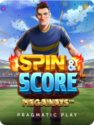 Poster do jogo de slot Spin & Score Megaways, representativo das apostas desportivas