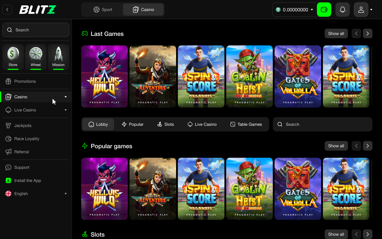 Interface da Blitz Portugal para registo e login